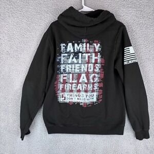 Nine Line Pullover Hooded Sweatshirt Mens Medium Black Graphic Print  Hoodie